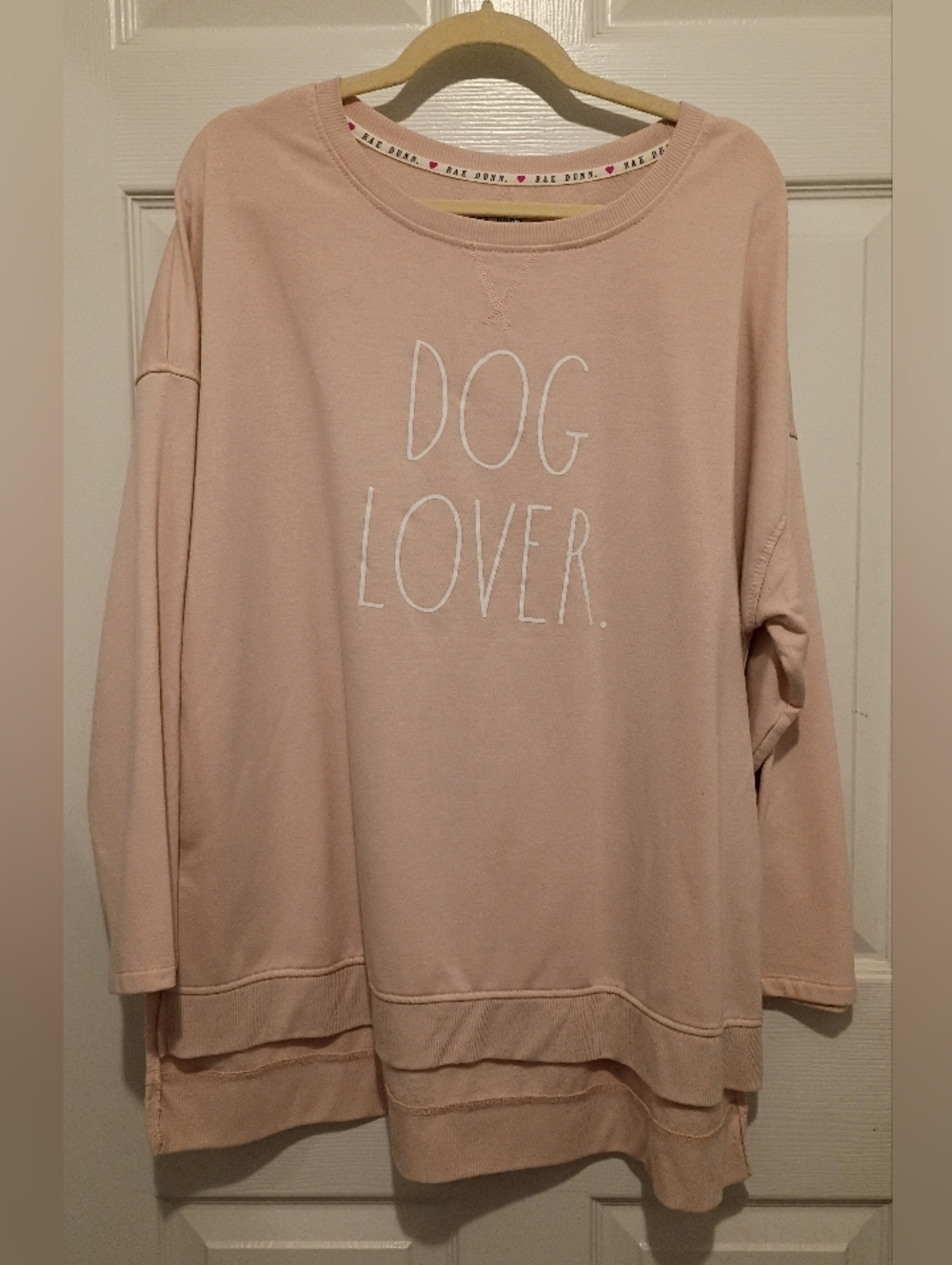 Rae Dunn 'Dog Lover' Crewneck Sweatshirt - Pale Blush Pink